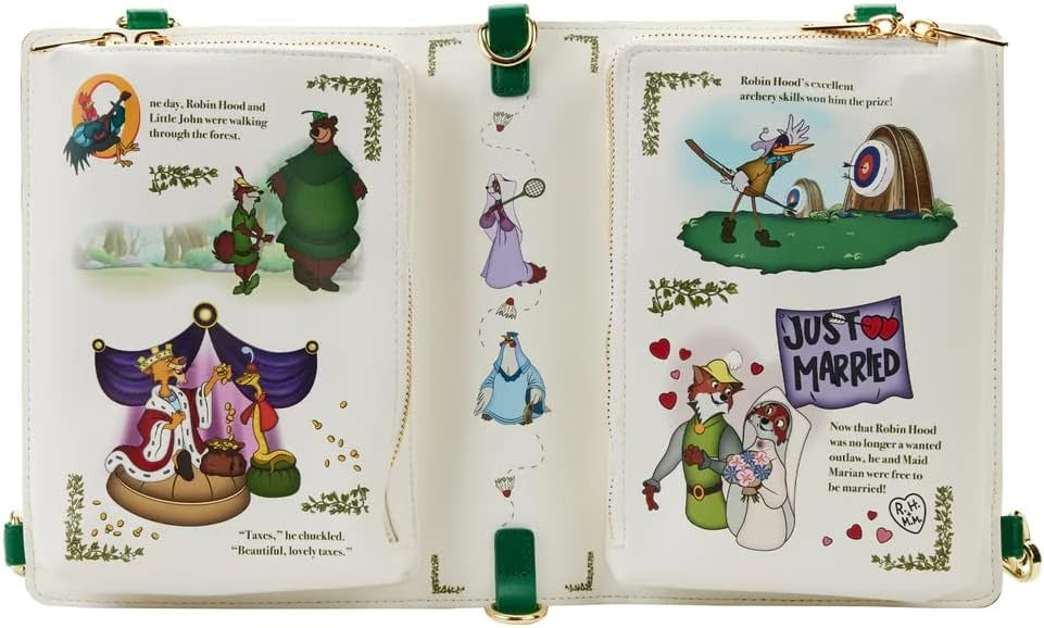 Loungefly: Disney Robin Hood Book Convertible Crossbody Clothing and Apparel Loungefly