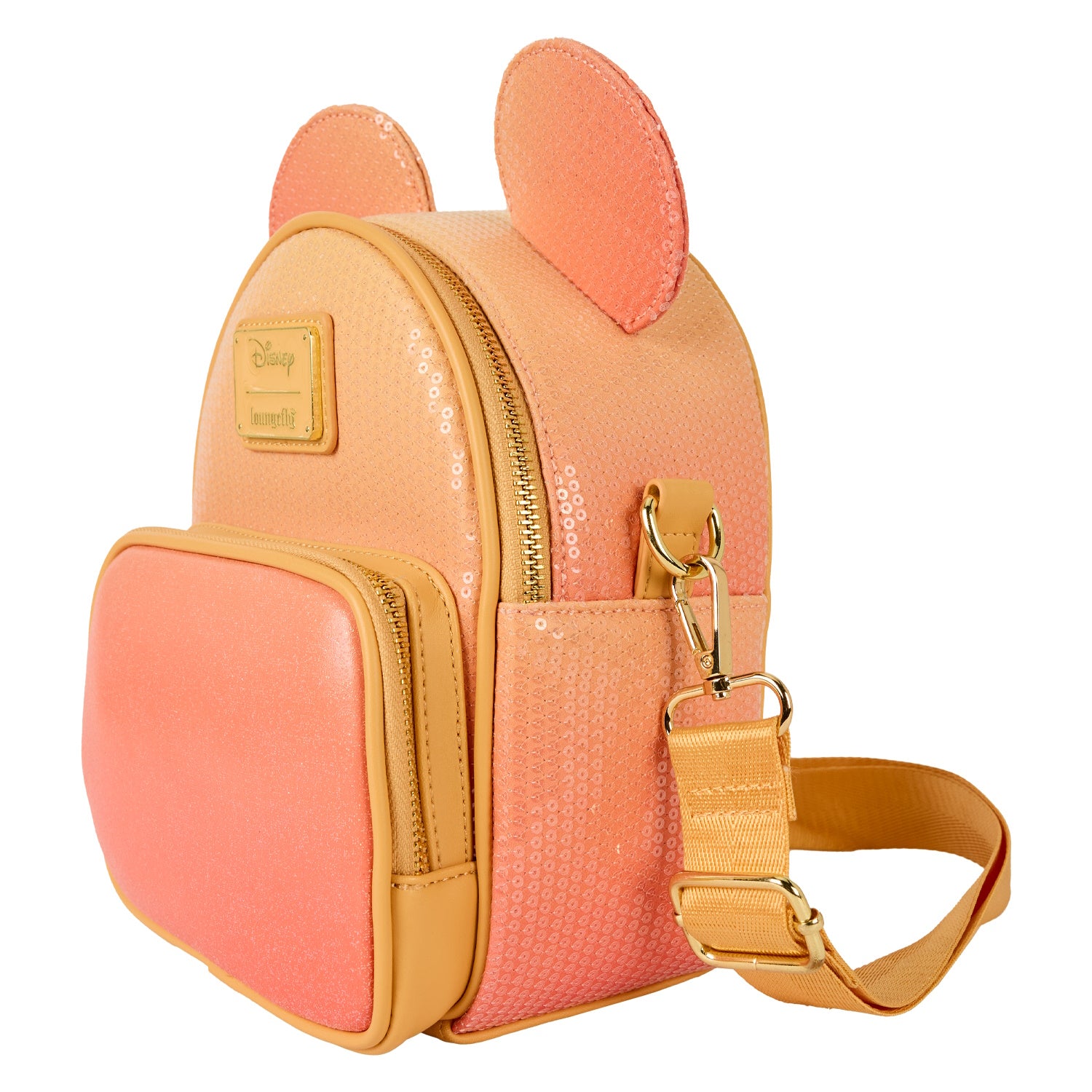 Loungefly: Mickey Mouse Glitter Sequin Convertible Mini Backpack & Crossbody Bag Clothing and Apparel Loungefly