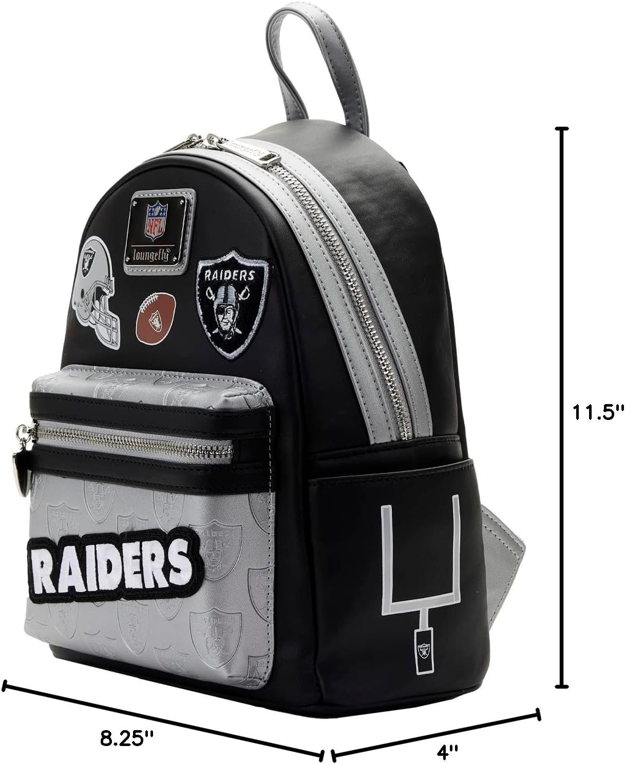 Loungefly: NFL Football Sports Las Vegas Raiders Patches Mini Backpack Clothing and Apparel Loungefly