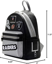 Loungefly: NFL Football Sports Las Vegas Raiders Patches Mini Backpack Clothing and Apparel Loungefly