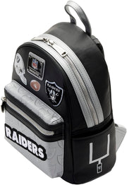 Loungefly: NFL Football Sports Las Vegas Raiders Patches Mini Backpack Clothing and Apparel Loungefly