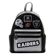 Loungefly: NFL Football Sports Las Vegas Raiders Patches Mini Backpack Clothing and Apparel Loungefly
