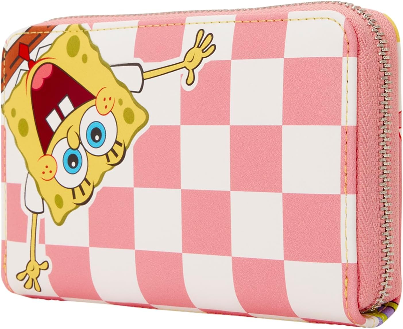 Loungefly Nickelodeon: Spongebob and Patrick Checkered Zip Around Wallet Clothing and Apparel Loungefly