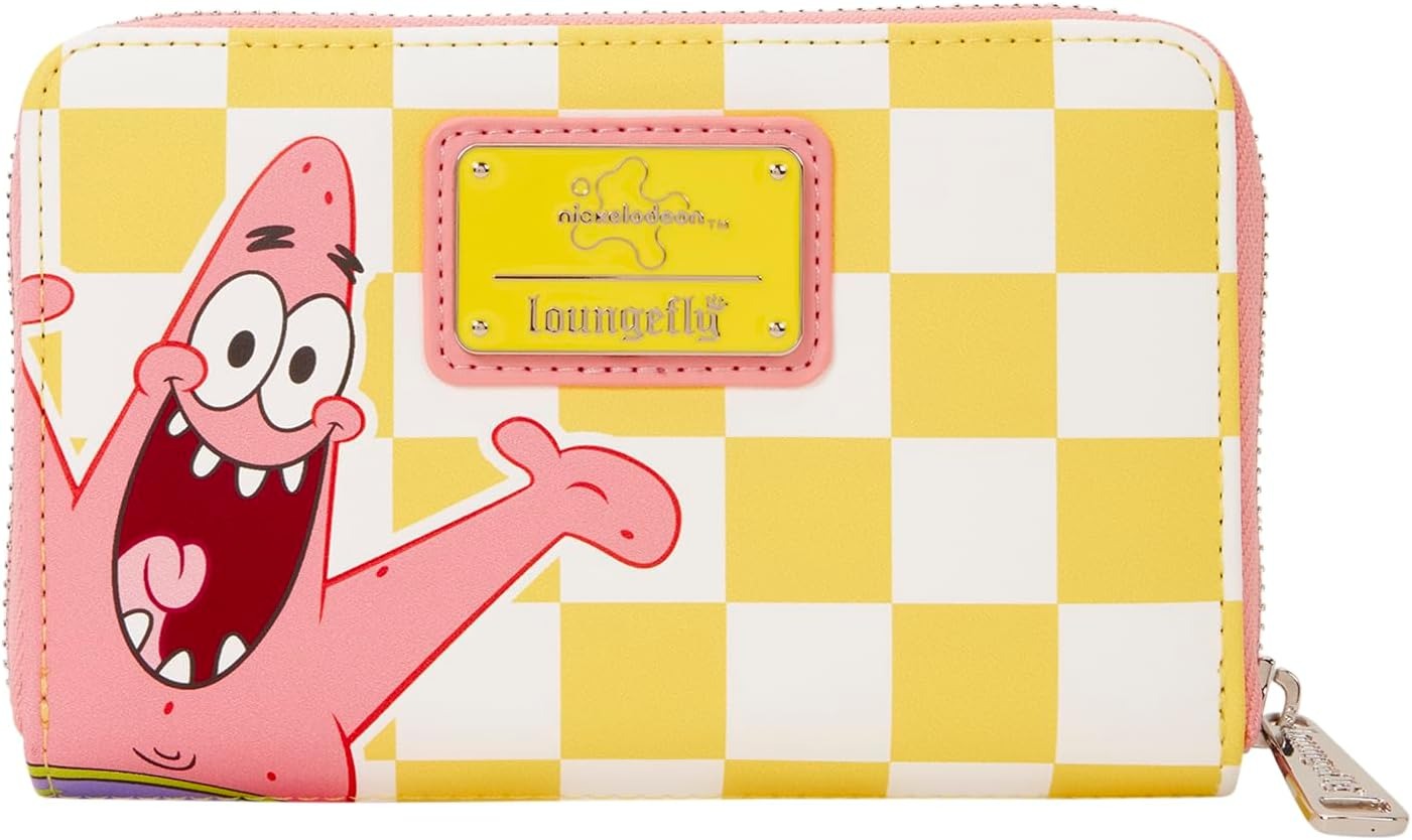 Loungefly Nickelodeon: Spongebob and Patrick Checkered Zip Around Wallet Clothing and Apparel Loungefly