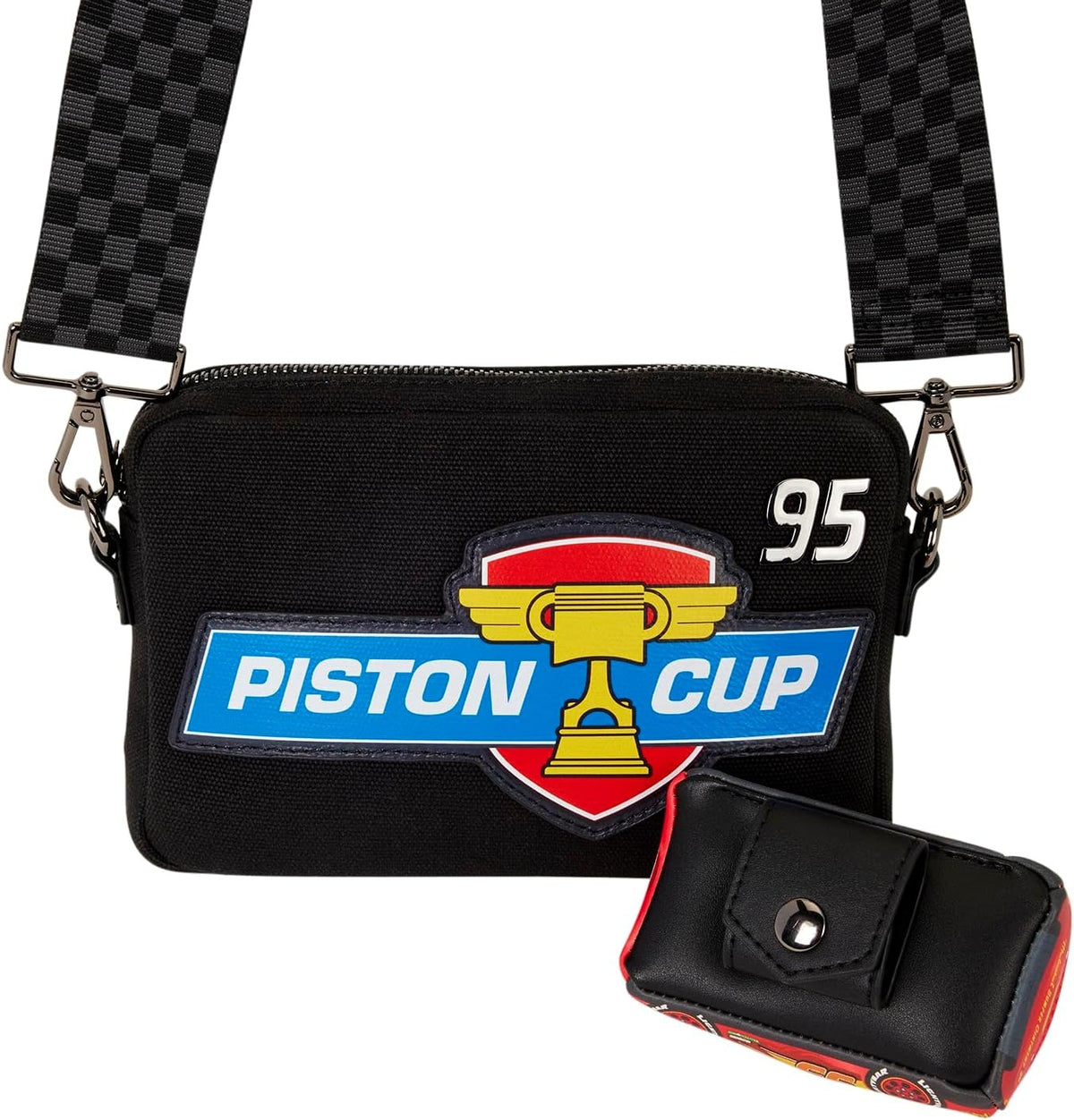 Loungefly: Pixar Cars 20th Anniversary Piston Cup Sling Crossbody Bag Clothing and Apparel Loungefly