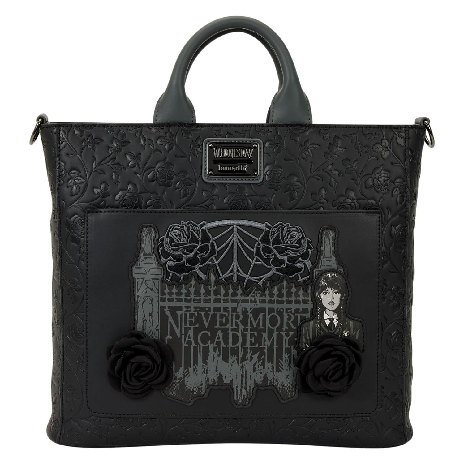 Loungefly: Wednesday Nevermore Academy Convertible Tote Bag Clothing and Apparel Loungefly