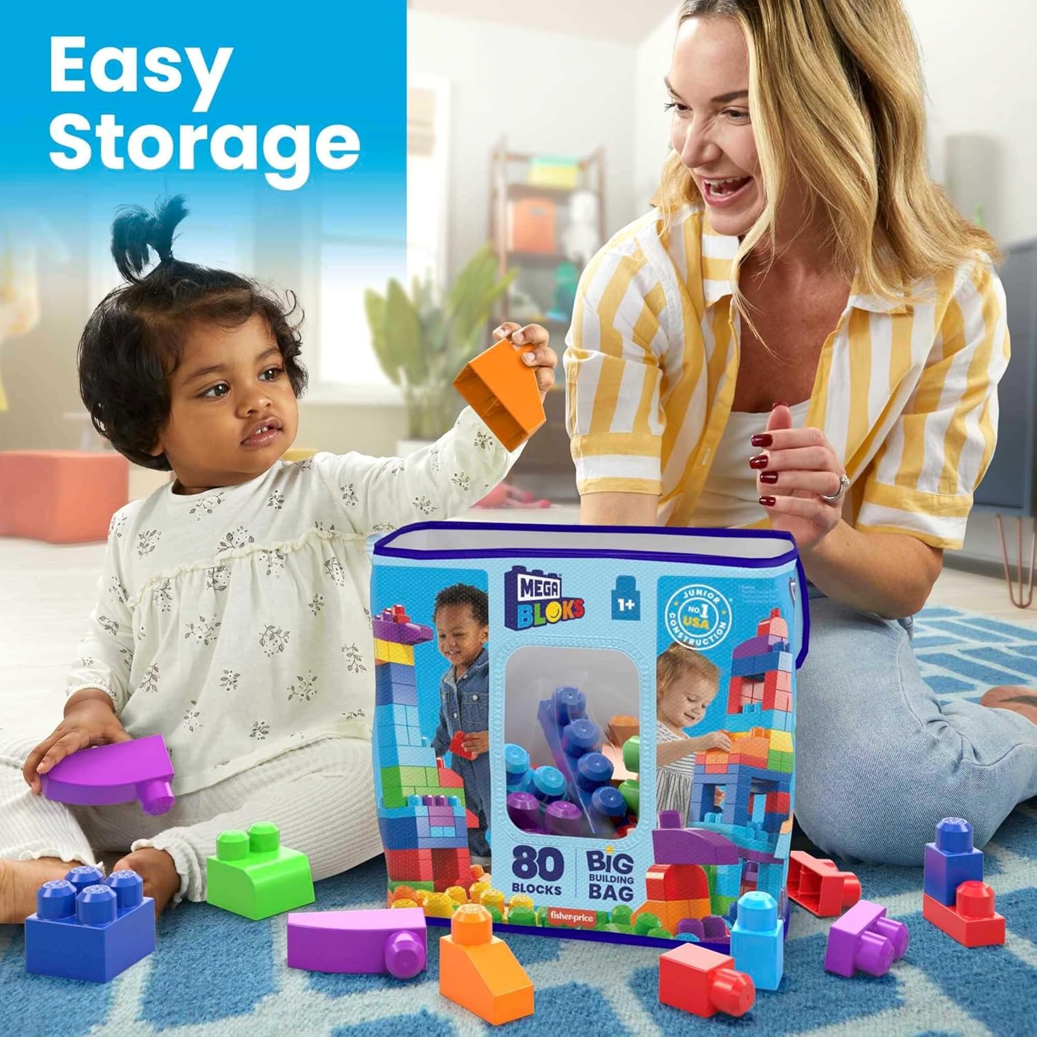 MEGA BLOKS: Big Buidling Bag - 80 Pieces Toys & Games Mattel