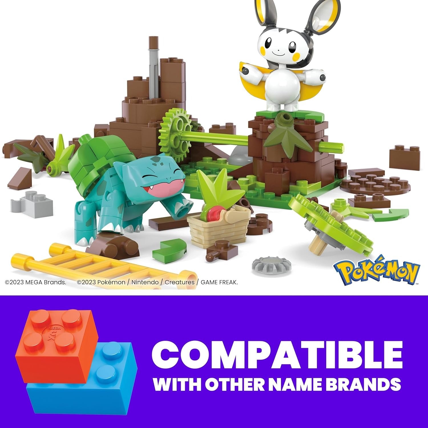 MEGA Pokemon: Emolga and Bulbasaur’s Charming Woods with 194 Pieces Toys & Games Mattel