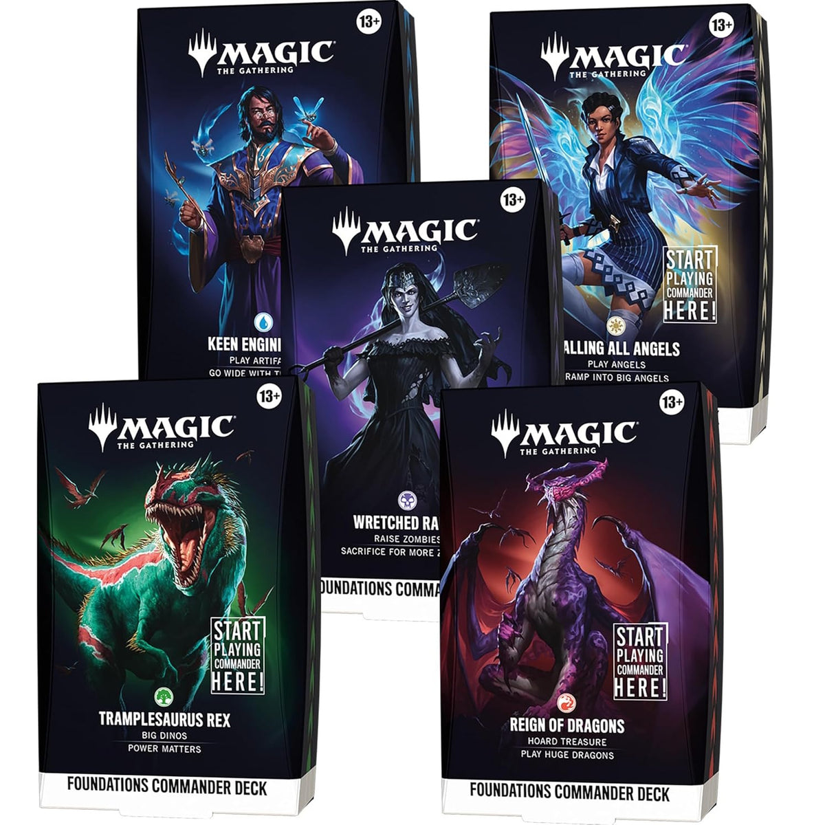 Magic: The Gathering TCG: Foundations Commander Deck Bundle - Set of 5 Card Game Wizards of the Coast