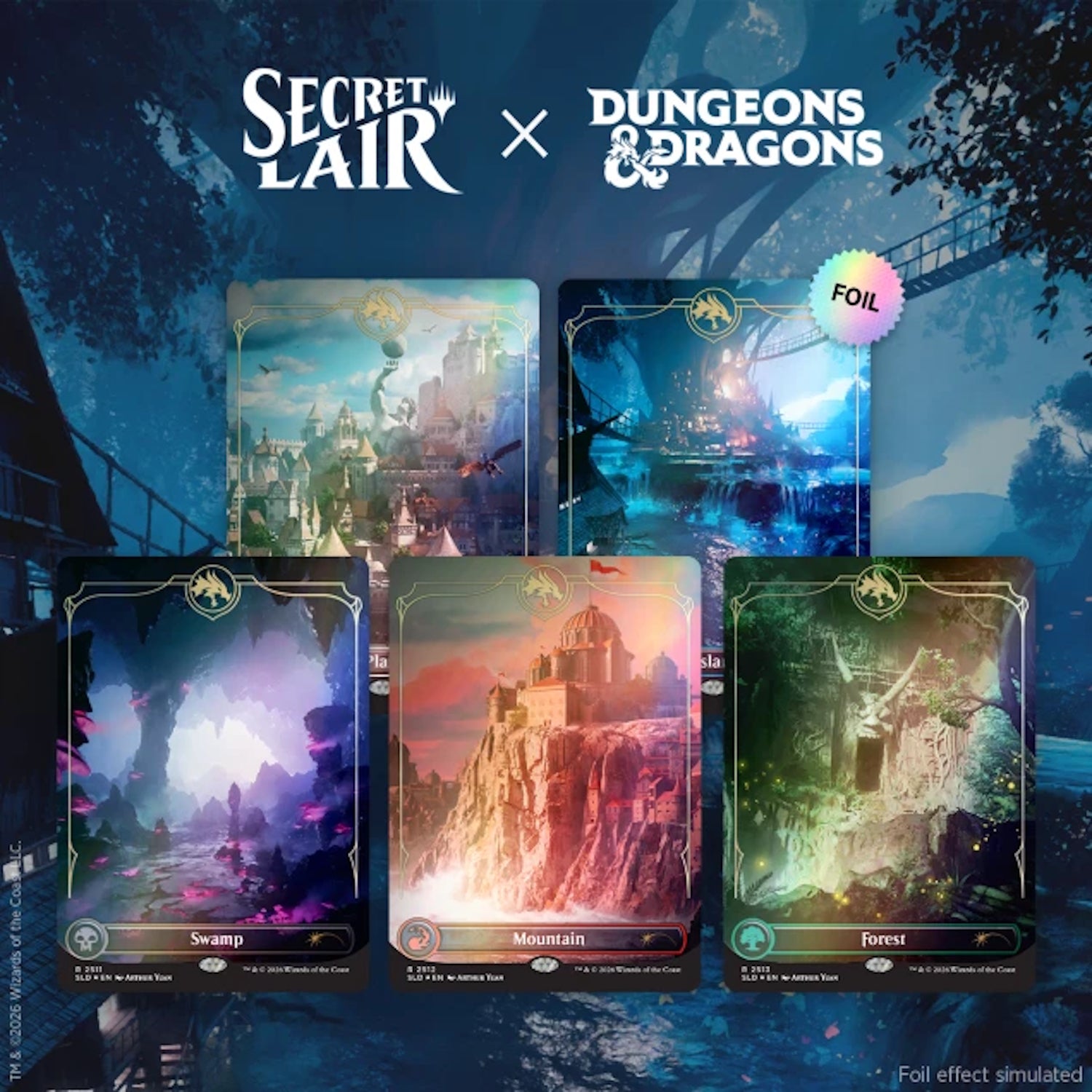 Magic: The Gathering TCG: Secret Lair x Dungeons and Dragons - Lands of Forgotten Realm (Traditional Foil Edition) Card Game Wizards of the Coast