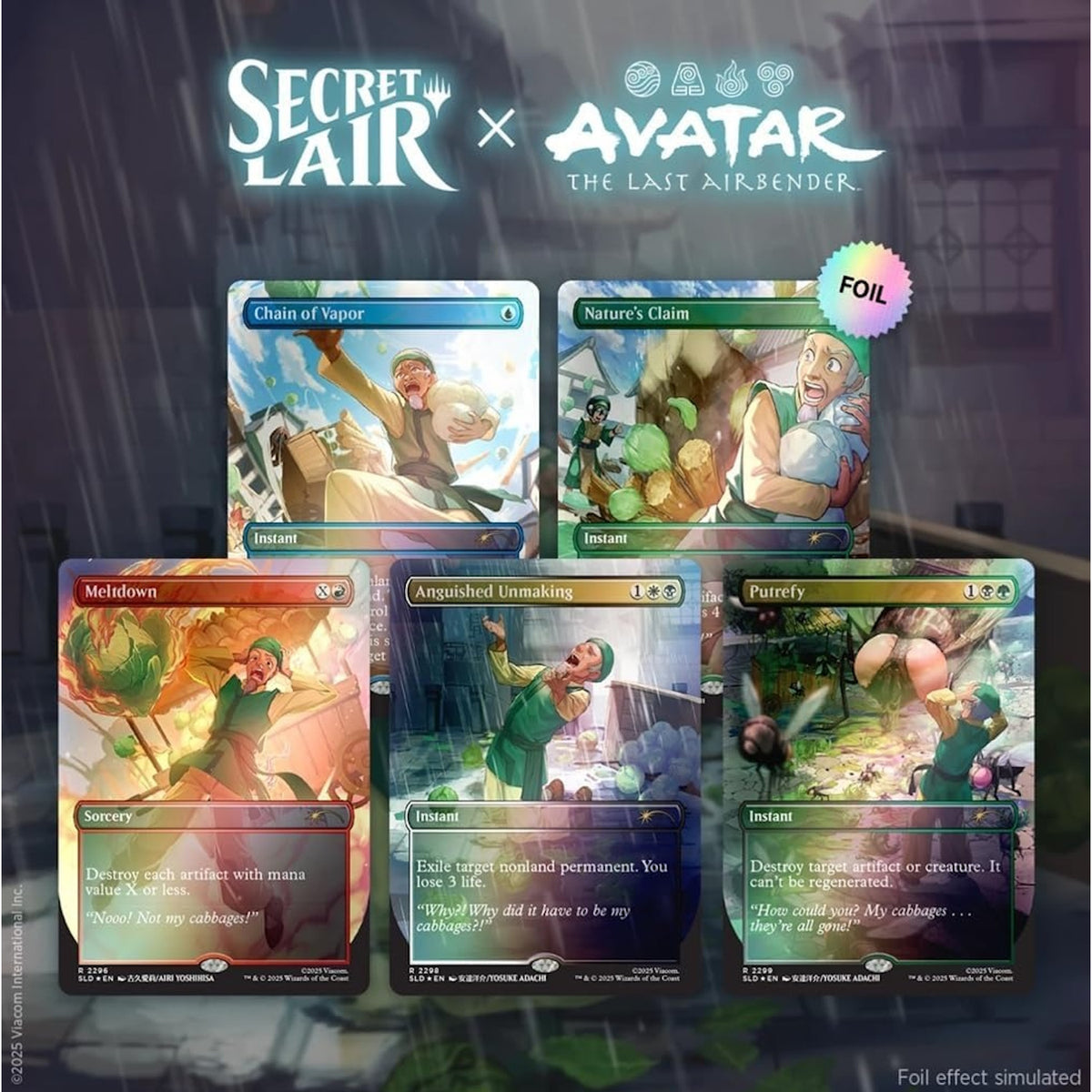 Magic: The Gathering TCG: Secret Lair x Avatar The Last Airbender - My Cabbages! - Rainbow Foil Ediition Card Game Wizards of the Coast
