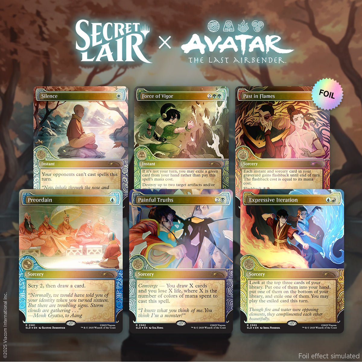 Magic: The Gathering TCG: Secret Lair x Avatar The Last Airbender - One with the Elements - Rainbow Foil Ediition Card Game Wizards of the Coast
