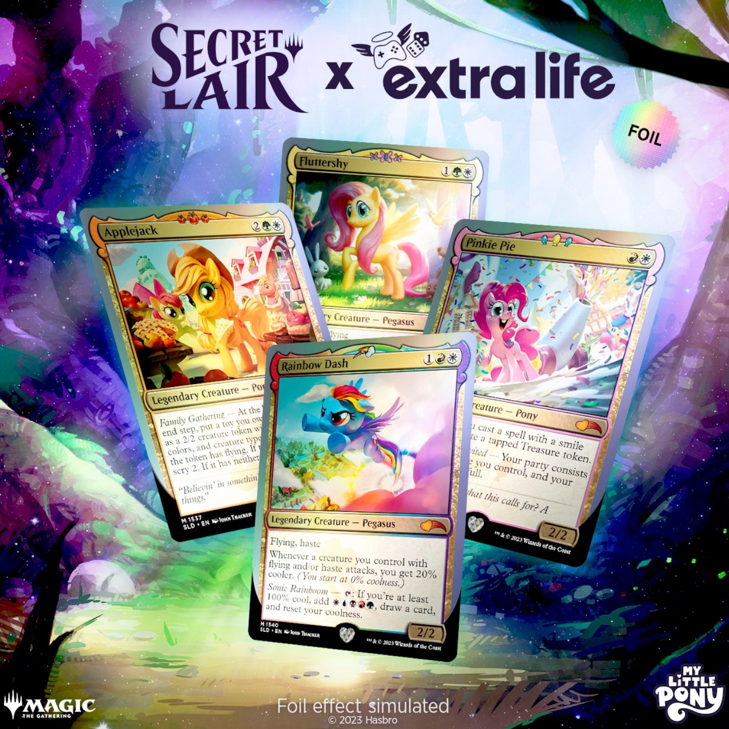 Magic: The Gathering TCG: Secret Lair Ponies: The Galloping 2 - Extra Life 2023 - My Little Pony Foil Edition Card Game Wizards of the Coast