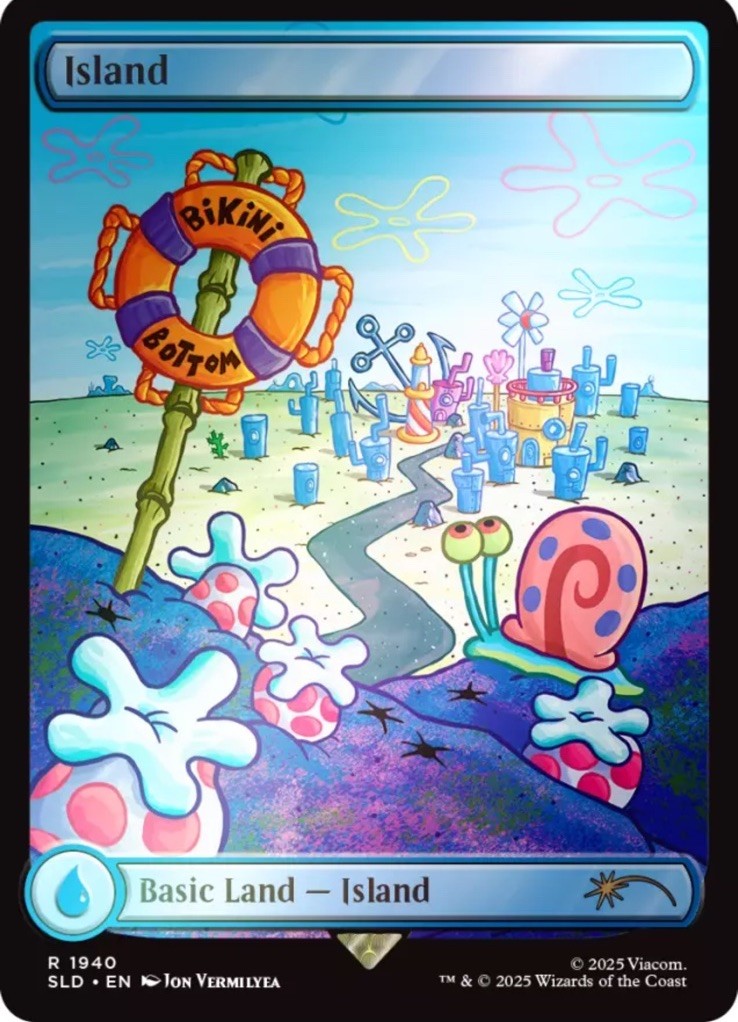Magic: The Gathering TCG: Secret Lair - SpongeBob Squarepants - Lands Under the Sea - Rainbow Foil Card Game Wizards of the Coast
