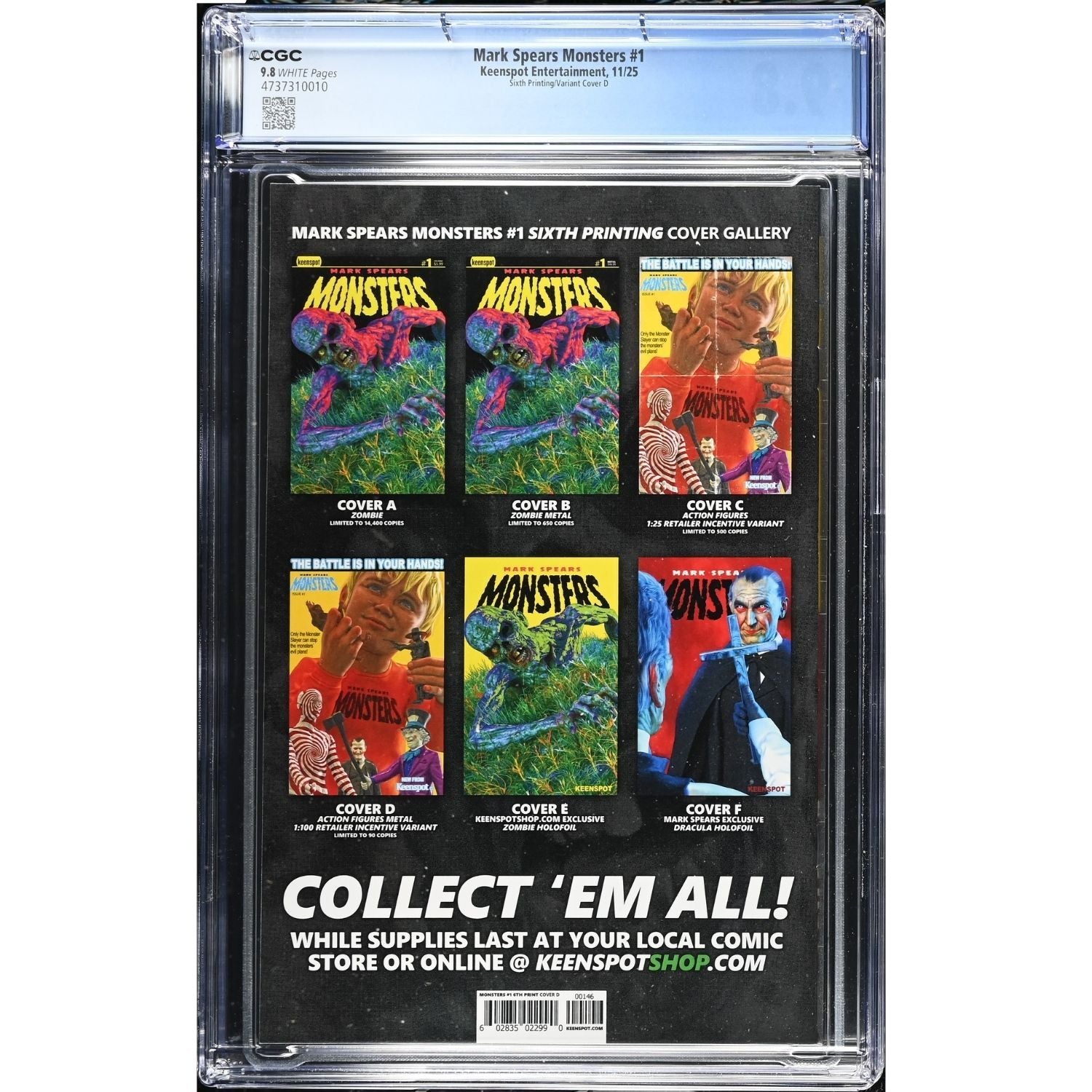 Mark Spears Monsters: #1 [Mark Spears CGC 9.8 6th Printing Metal CVR D - 1:100] 2025 Comics Keenspot