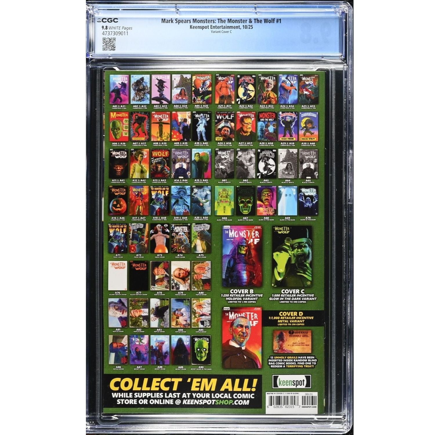 Mark Spears Monsters The Monster & The Wolf: #1 [Mark Spears CGC 9.8 CVR C - 1:500] 2025 Comics Keenspot