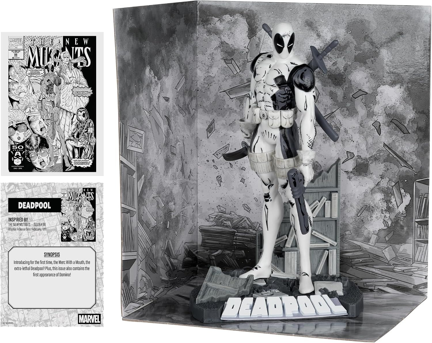 Marvel Collection: The New Mutants Issue #98 Deadpool Lineart Scene Figure - Gold Label 1:10 Scale Toys & Games McFarlane Toys