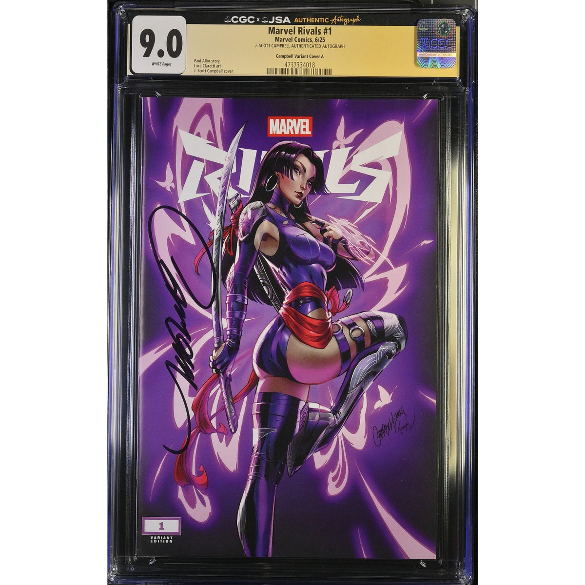 Marvel Rivals: #1 [J Scott Campbell CGC 9.0 JSA Signed CVR A] 2025 Comics Marvel Comics