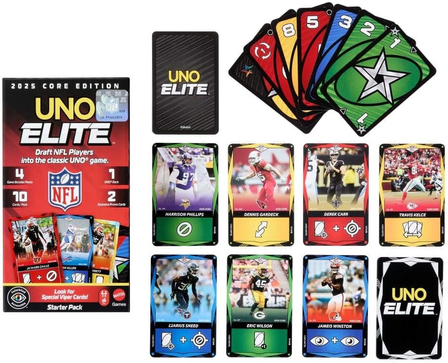 UNO Elite: NFL 2025 Core Edition Starter Pack Board Game Mattel