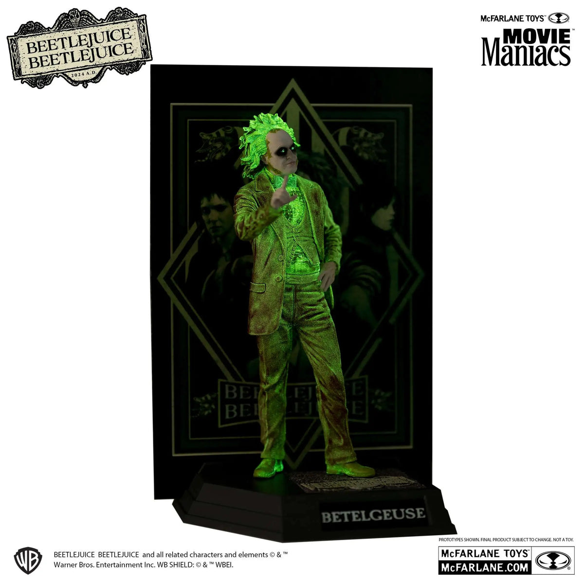 McFarlane Movie Maniacs: Beetlejuice Beetlejuice - Beetlejuice Figure Glow in the Dark Platinum Edition Toys & Games McFarlane Toys