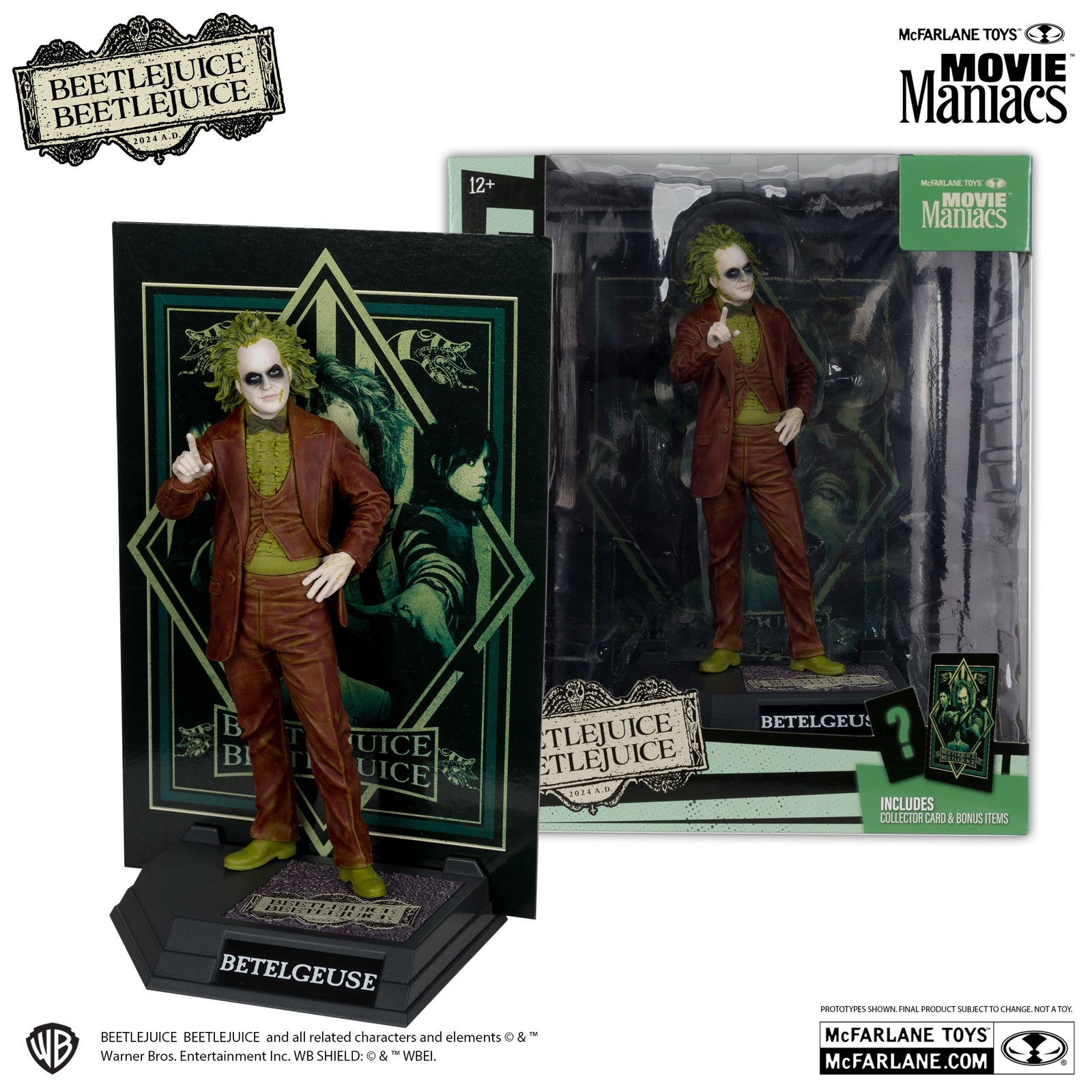 McFarlane Movie Maniacs: Beetlejuice Beetlejuice - Beetlejuice Figure Glow in the Dark Platinum Edition Toys & Games McFarlane Toys