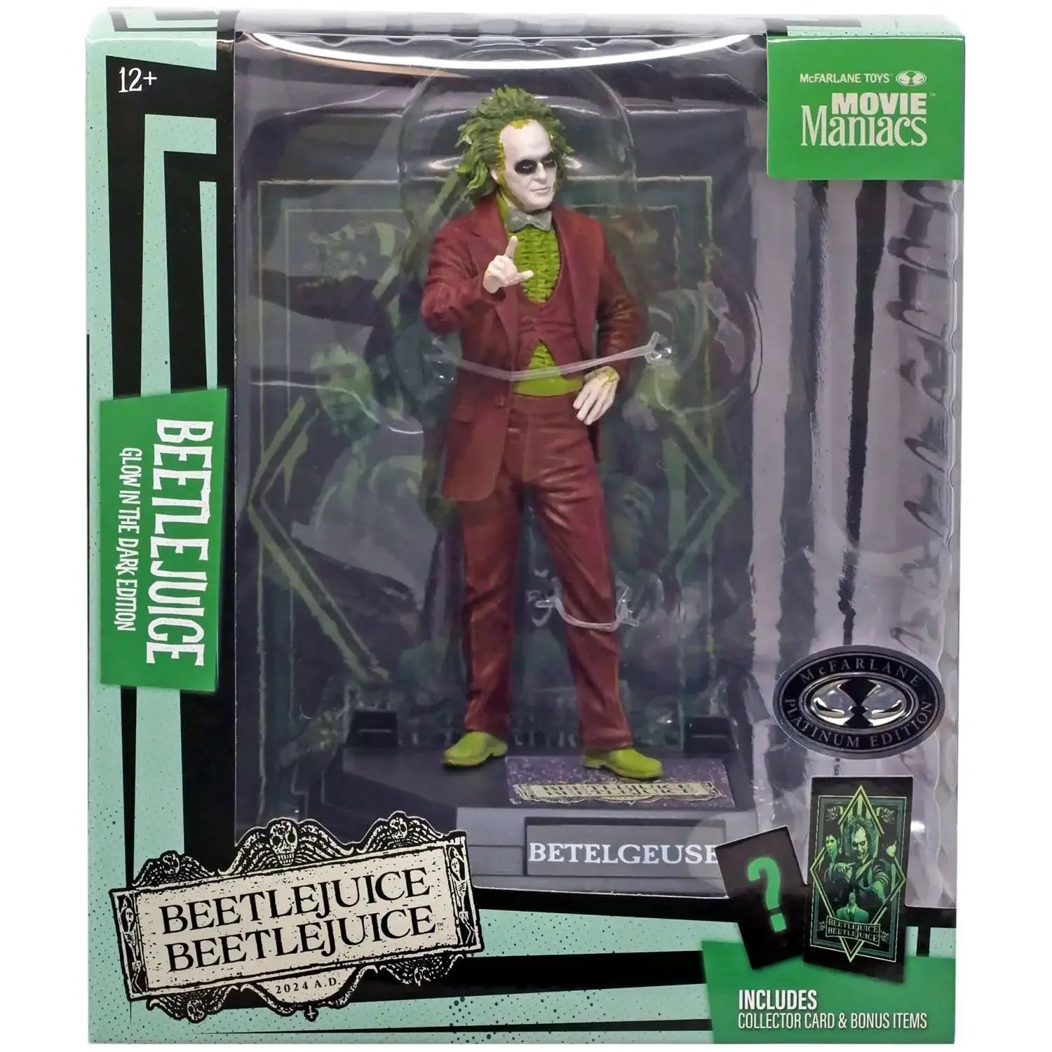 McFarlane Movie Maniacs: Beetlejuice Beetlejuice - Beetlejuice Figure Glow in the Dark Platinum Edition Toys & Games McFarlane Toys