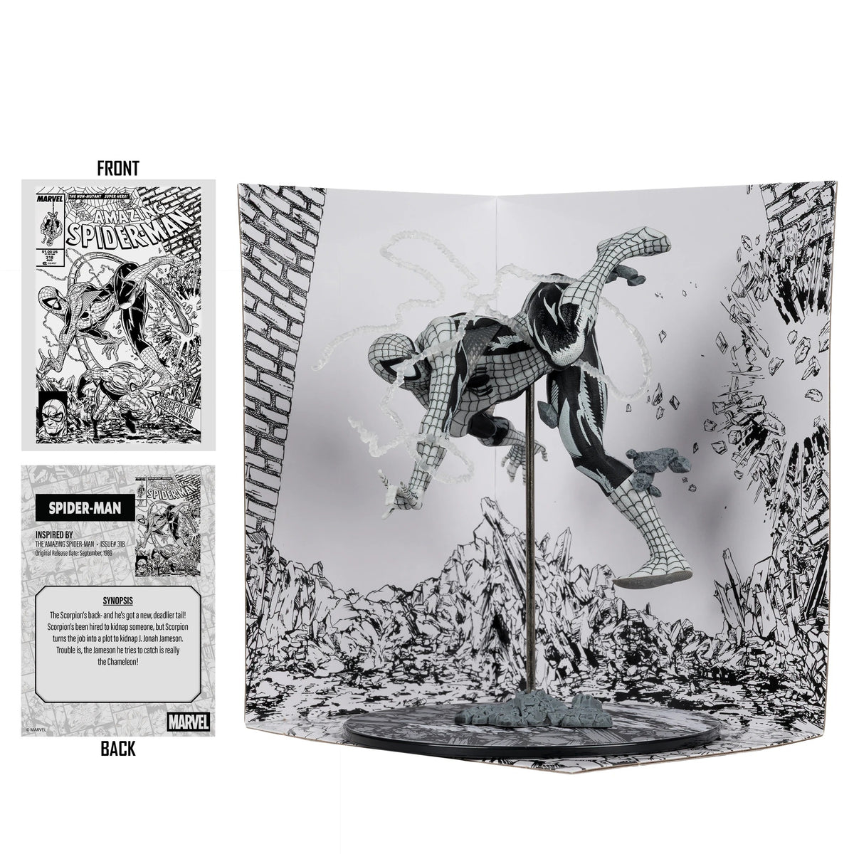 McFarlane Toys: Marvel - Black and White Spider-Man 1:10th Scale Figure - Issue #318 Gold Series Collection Toys & Games McFarlane Toys