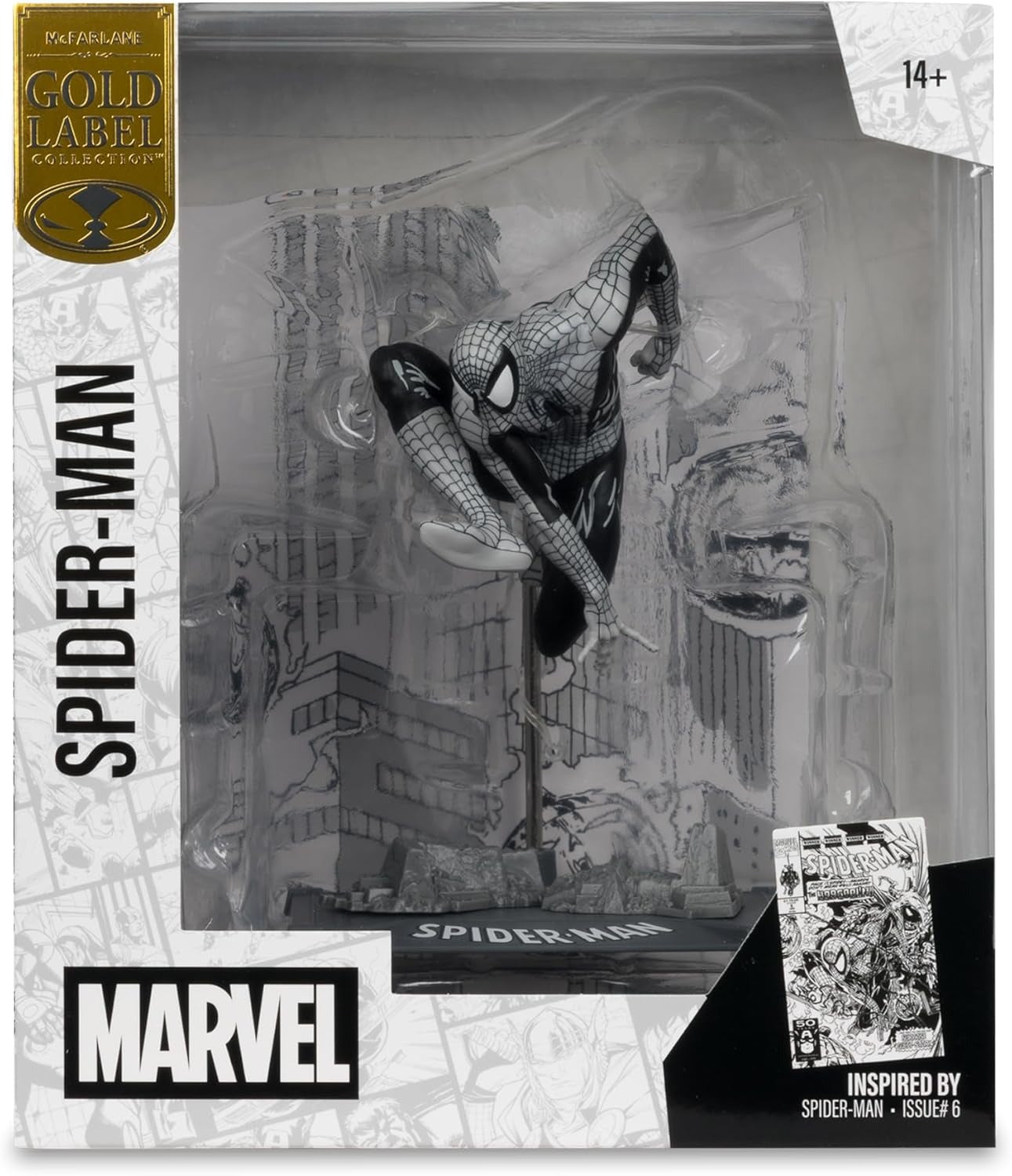 Marvel Spider-Man: Black and White Spider-Man Issue #6 Figure Gold Label Collection Toys & Games McFarlane Toys