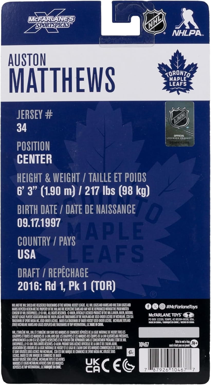 McFarlane Toys: NHL Players - Auston Matthews - Toronto Maple Leafs 6" Figure Toys & Games McFarlane Toys