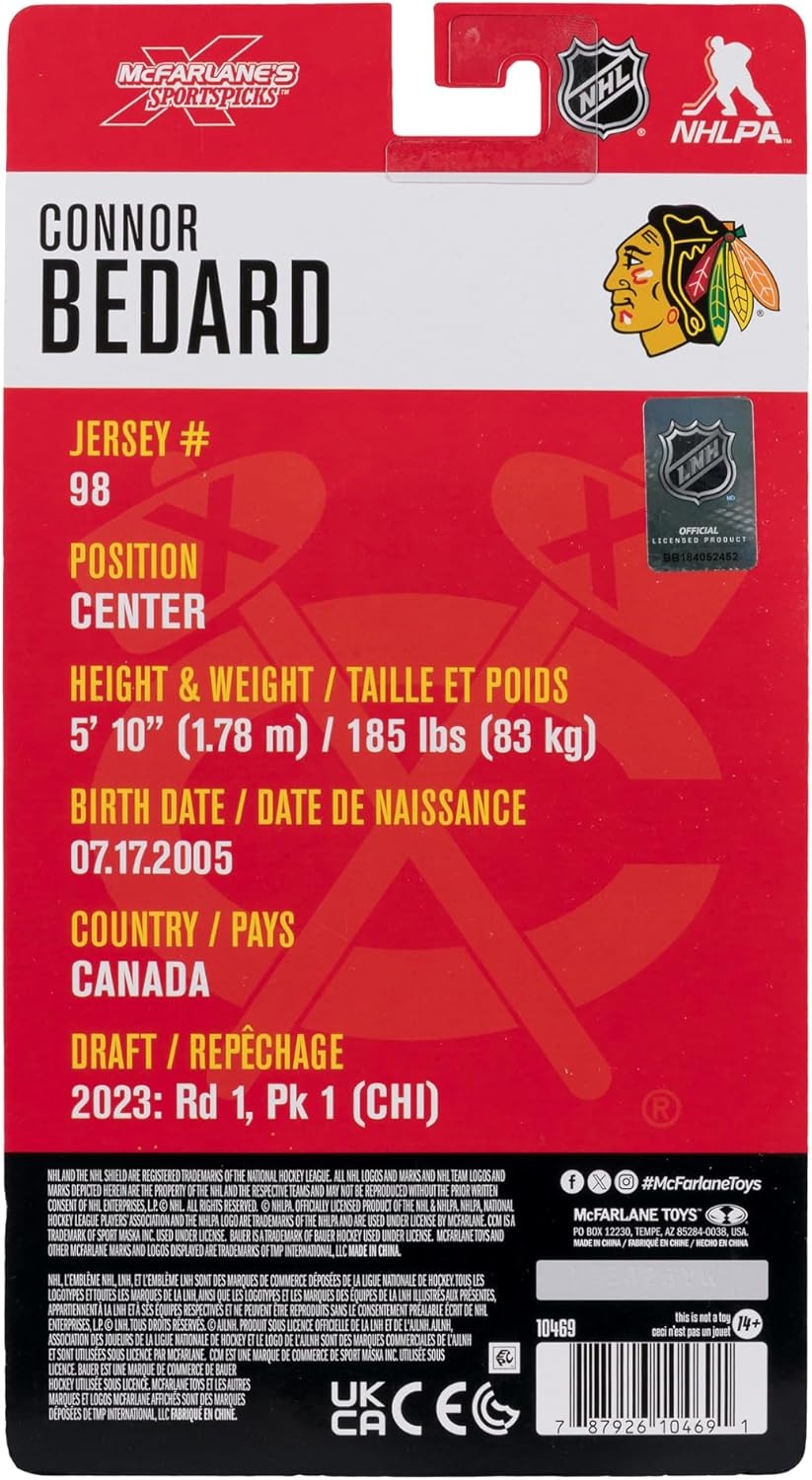 McFarlane Toys: NHL Players - Connor Bedard - Chicago Blackhawks 6" Figure Toys & Games McFarlane Toys