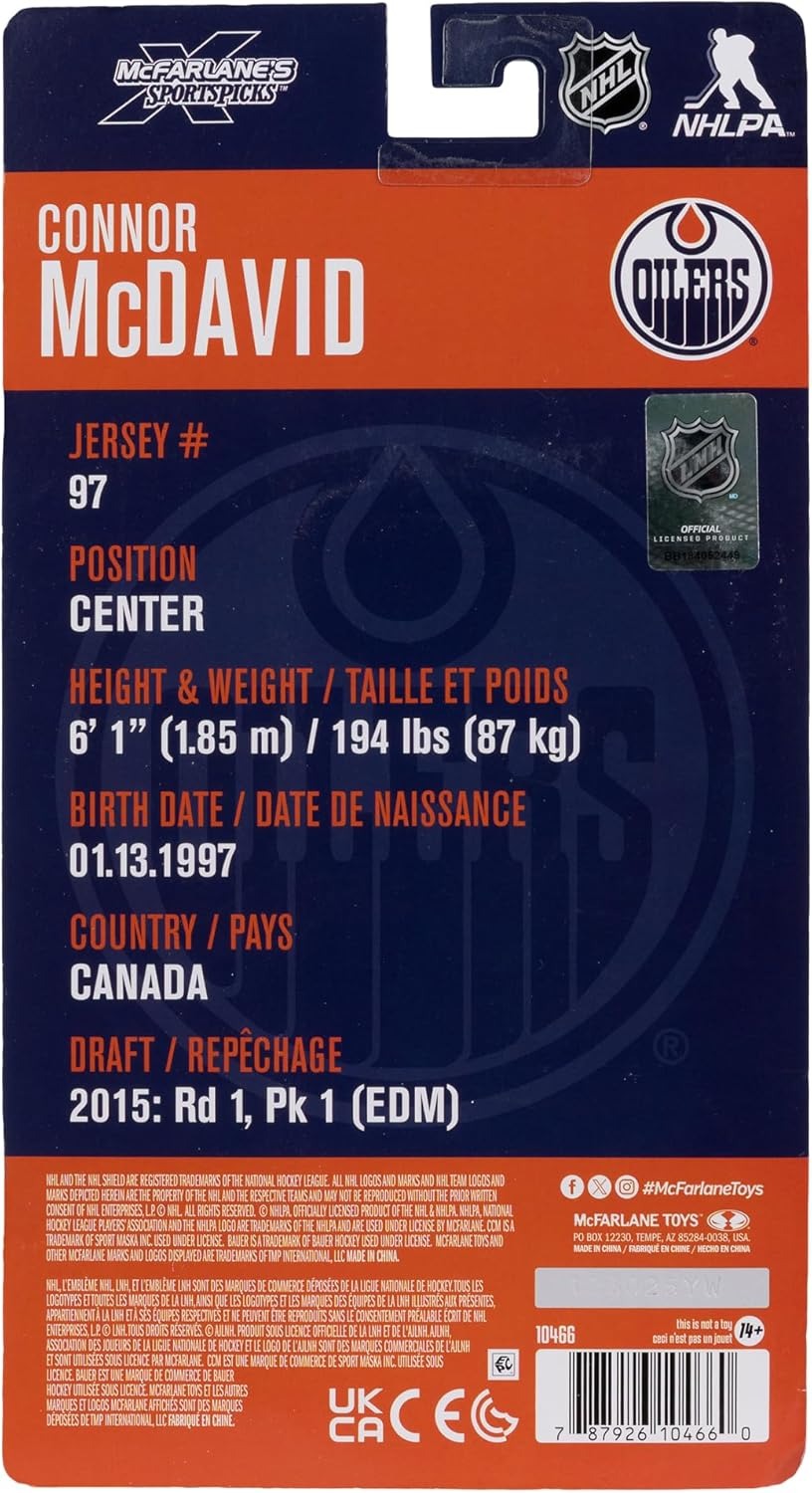 McFarlane Toys: NHL Players - Connor McDavid - Edmonton Oilers 6" Figure Toys & Games McFarlane Toys