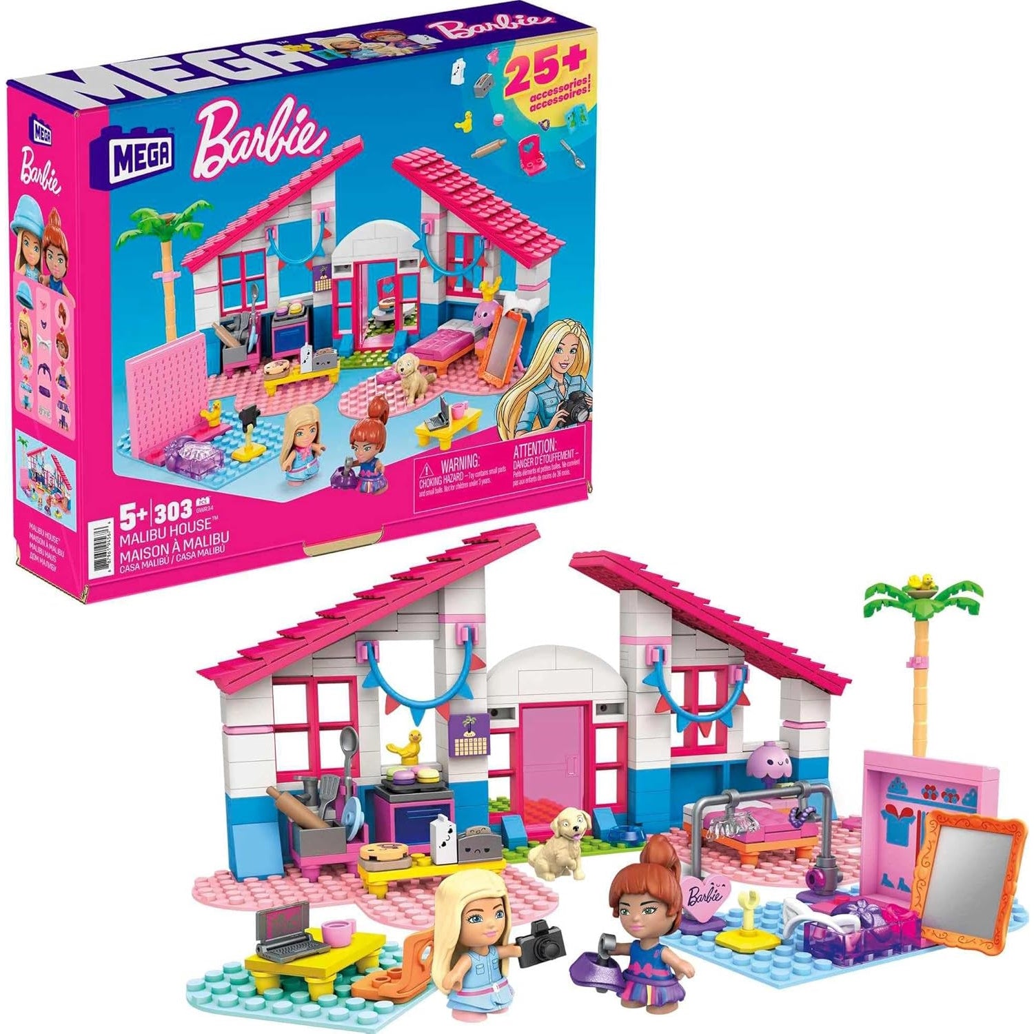 MEGA Barbie: Malibu House - 303 Pieces Toys & Games Mattel