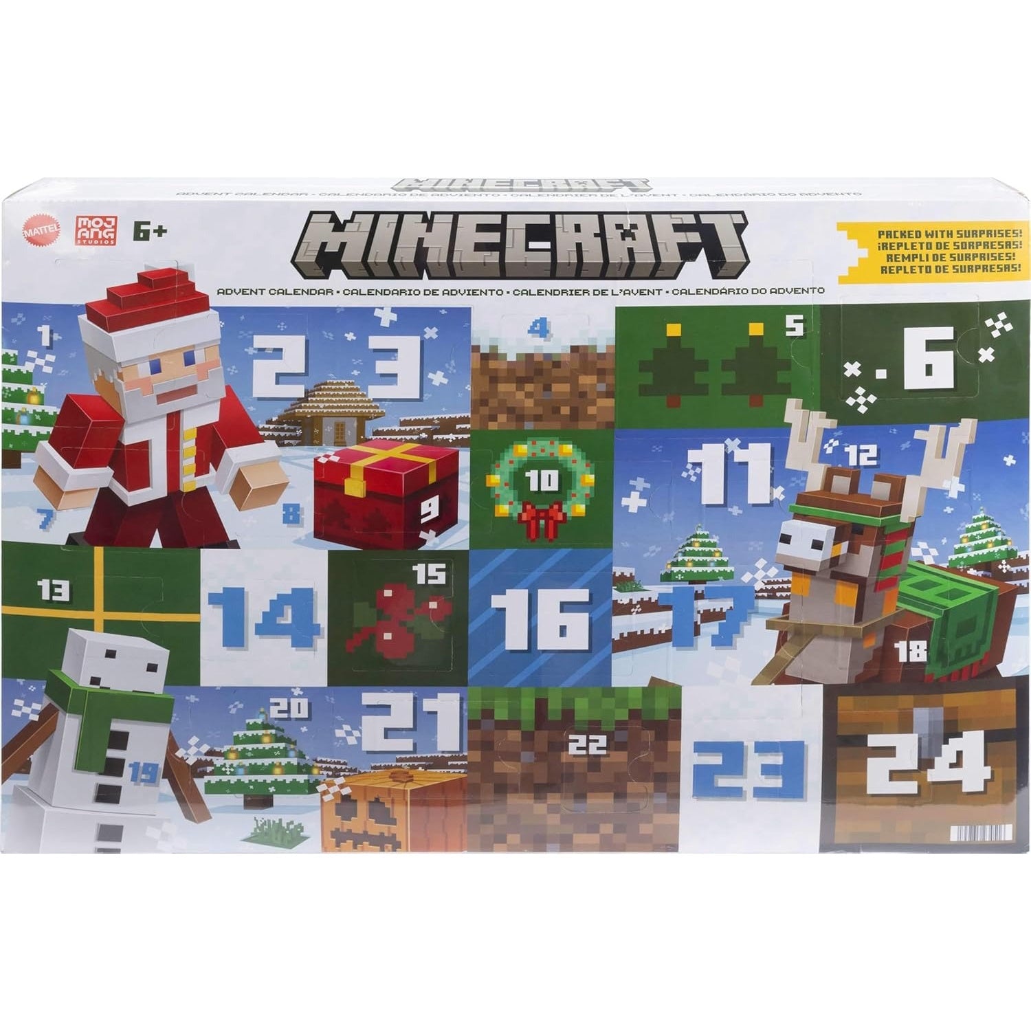 Minecraft: Advent Calendar - 24 Surprises, Santa & 17 Accessories & 4 Stickers Toys & Games Mattel