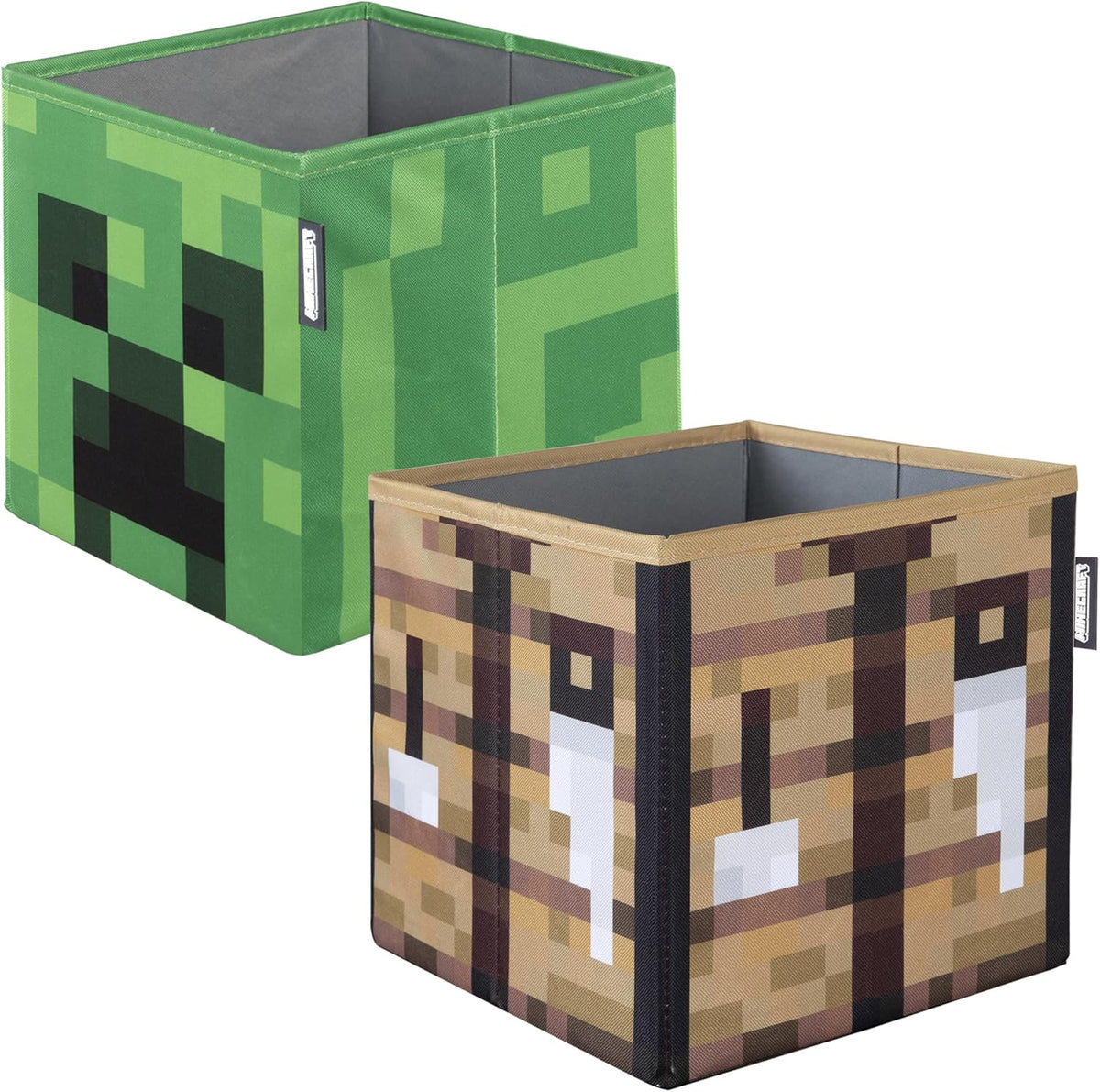 Minecraft Fabric Storage Boxes: Creeper & Crafting Table - 2 Piece 10” Collapsible Home and Hardware Phoenixx