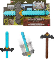 Minecraft Movie: Click and Switch Sword & Pickaxe 2-in-1 Toy Mattel Button