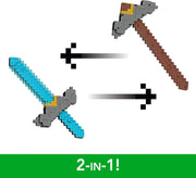 Minecraft Movie: Click and Switch Sword & Pickaxe 2-in-1 Toy Mattel Button