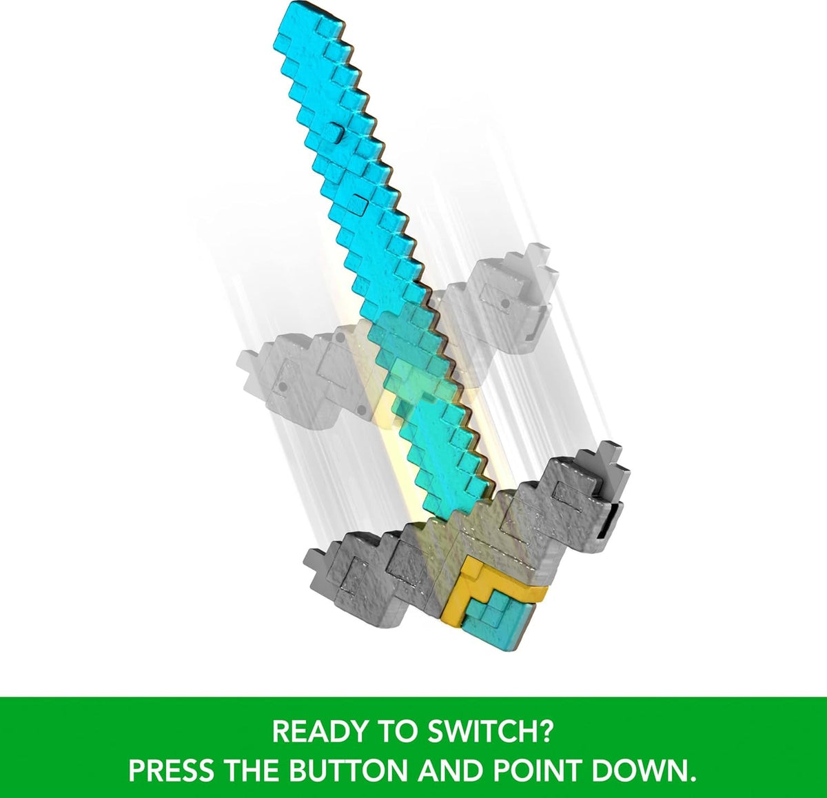 Minecraft Movie: Click and Switch Sword & Pickaxe 2-in-1 Toy Mattel Button
