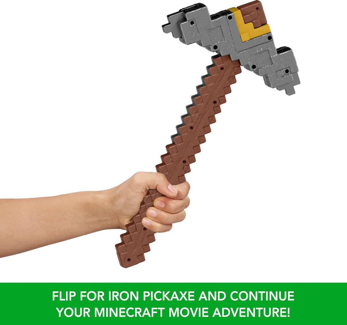 Minecraft Movie: Click and Switch Sword & Pickaxe 2-in-1 Toy Mattel Button