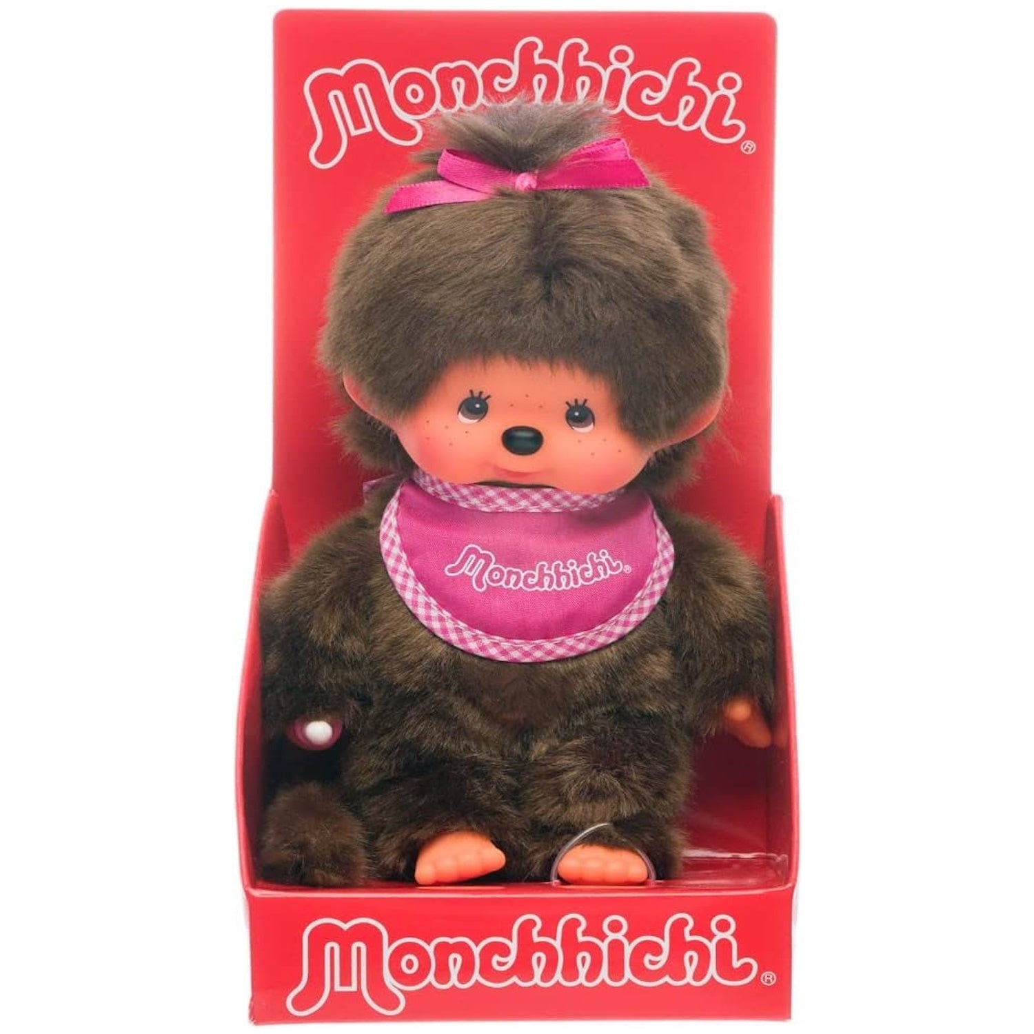 Monchhichi: Standard Girl Pink Bib 8" Plush - Authentic Japan Toys & Games Monchhichi
