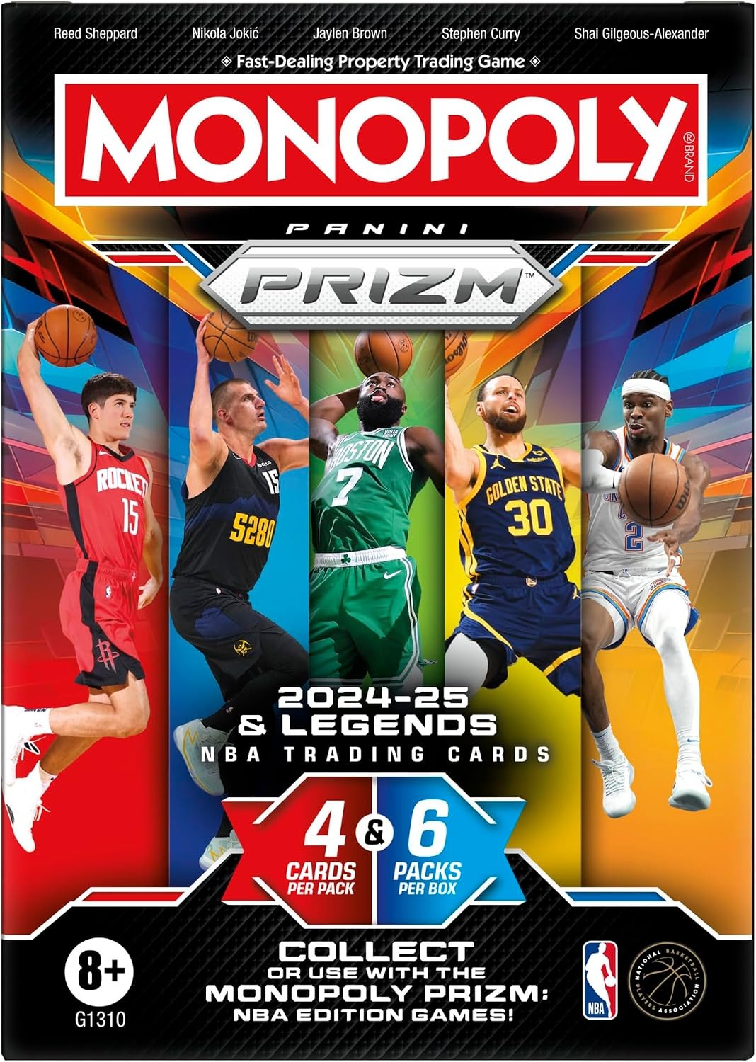 Monopoly Panini Prizm: NBA 2024-2025 Trading Cards - 6-Packs Card Game Hasbro