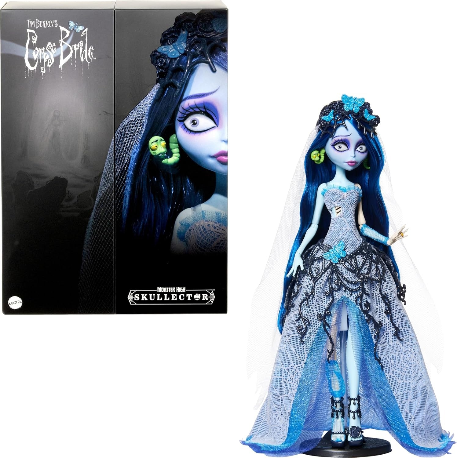 Monster High Skullector Doll: Corpse Bride Emily Collectible in Gothic Spiderweb Toys & Games Mattel