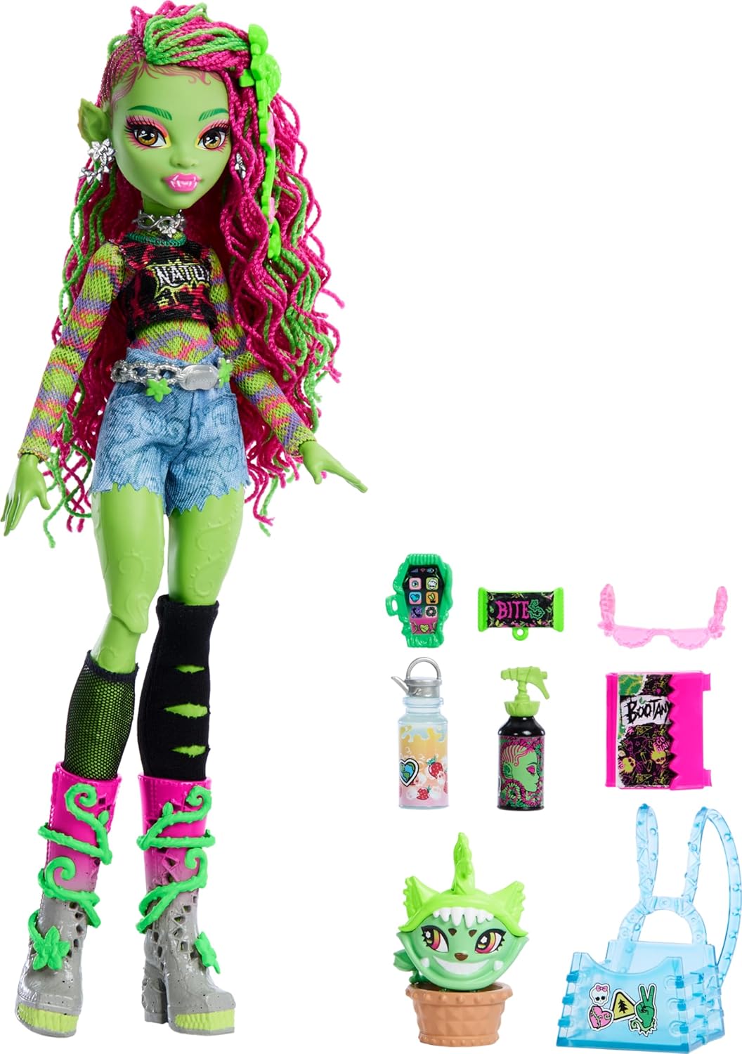 Monster High: Venus McFlytrap Doll & Plant Monster with Pet Cat Chewlian Toys & Games Mattel