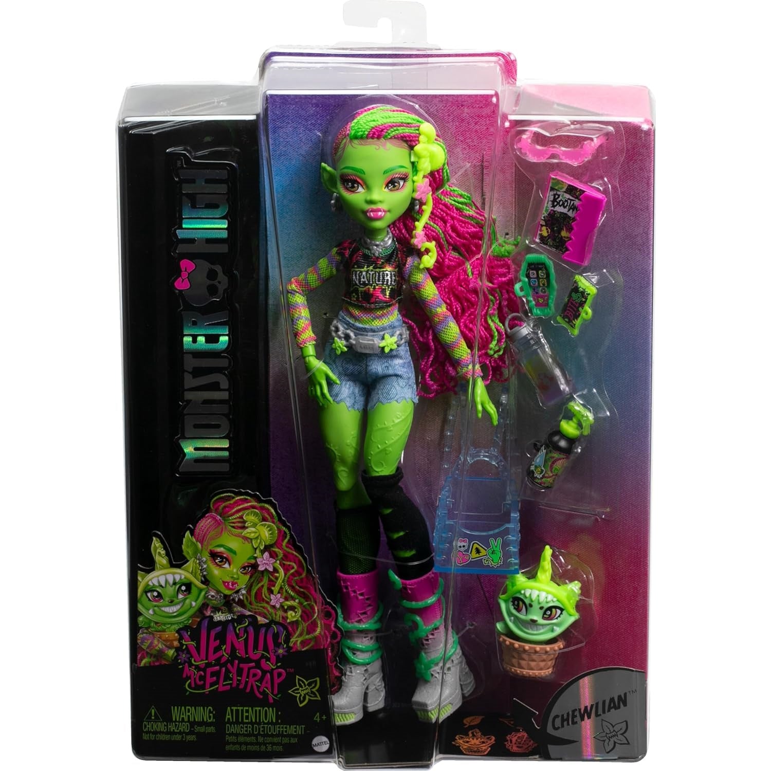 Monster High: Venus McFlytrap Doll & Plant Monster with Pet Cat Chewlian Toys & Games Mattel