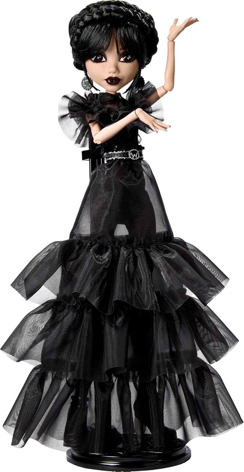 Monster High: Wednesday Addams Doll Rave’N Wednesday Black Gothic Gown Toys & Games Mattel