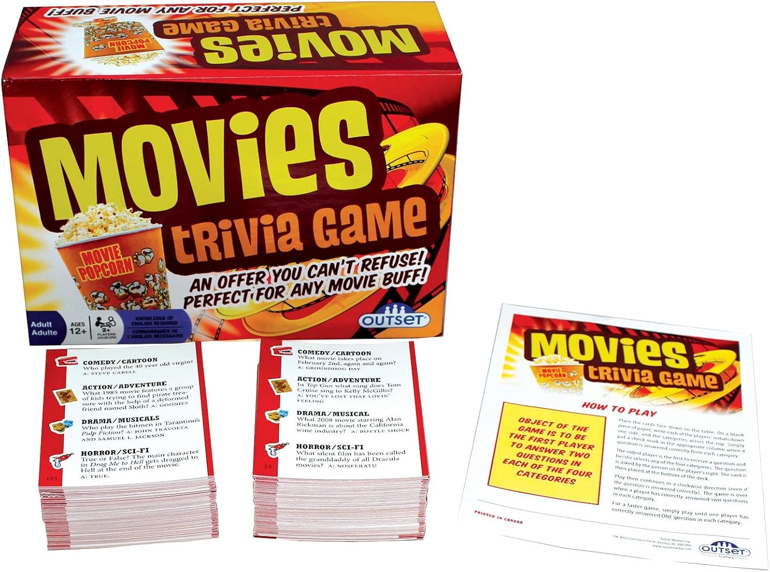 Movies Trivia Game [Board Game, 2-6 Players] Board Game Outset Media