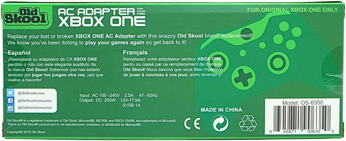 Old Skool: AC Adapter [Xbox One Accessory] Xbox ONE Accessory Old Skool