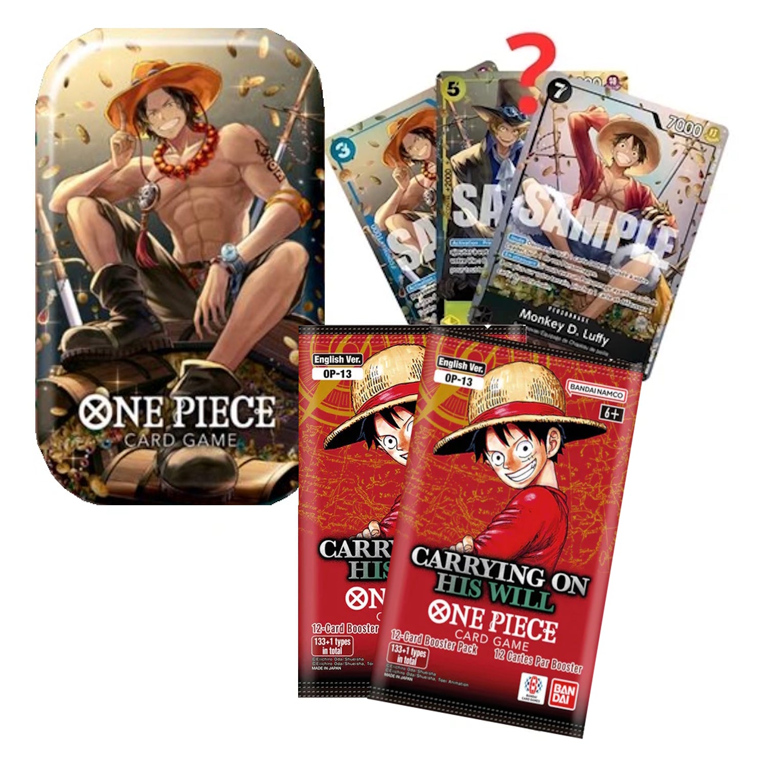 One Piece TCG: Tin Pack Set Vol 2 [TS-02] - Portgas D Ace - 2 Packs Card Game Bandai Namco