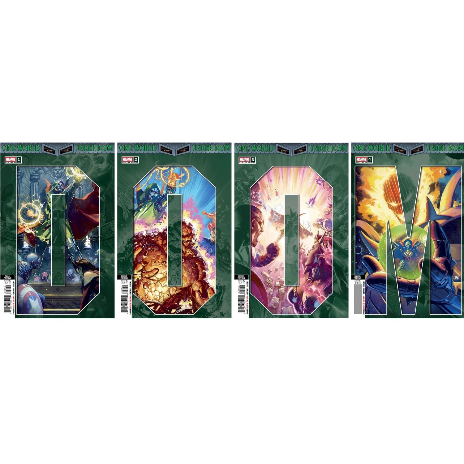 One World Under Doom: #1 2 3 4 Complete Connecting Covers Set Comics Marvel Comics