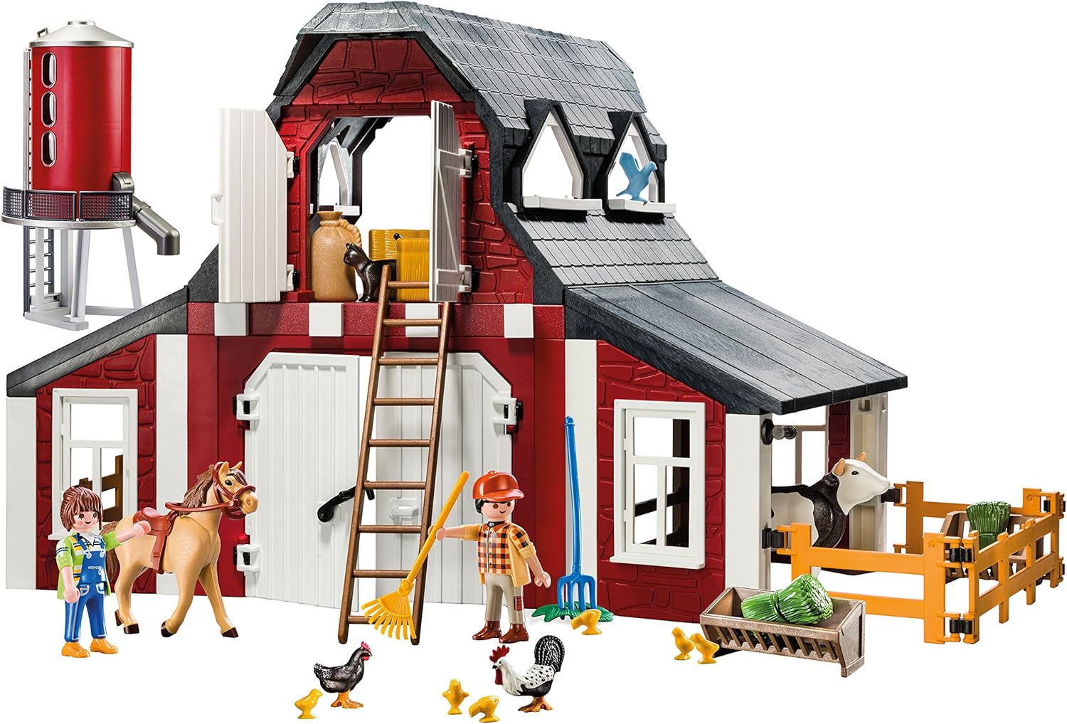 Playmobil Barn with Silo - 222 Piece Playset [#9315, Ages 4-10] Toys & Games Playmobil