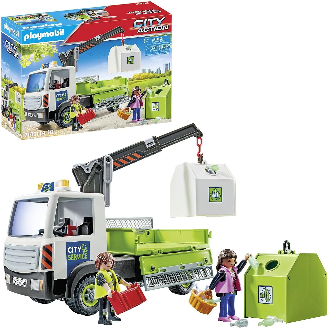 Playmobil City Action Truck Transport Bin - 62 Piece Playset [#71431, Ages 4-10] Toys & Games Playmobil